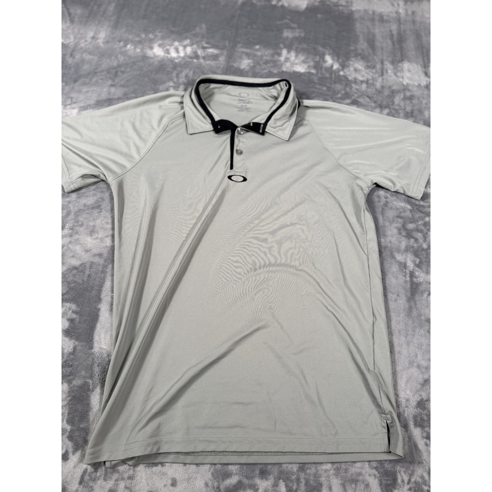 Oakley O Hydrolix Polo Shirt Men's M Medium Gray Black Regular Fit Moisture